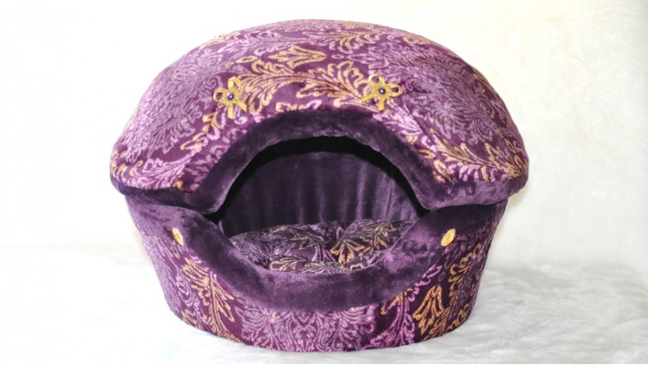 Coussin Coquille , violet et or (moyen)